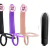 C357 Anel de Bloqueio de Duplo Furo Anel Espermático Ressonância Plug Anal Vestível Bala Vibratória Silicone