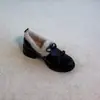 Diseño único, elegante lazo en punta redonda, zapatos versátiles de tacón grueso de moda y tendencia 2026 para mujer con forro de felpa