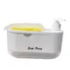 Dispensador de Detergente para Louça Transfronteiriço, Dispensador Duplo de Líquido para Limpeza de Cozinha com Esponja, Dispensador de Sabão Dois em Um com Compartimentos Separados