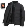 Chaqueta de Algodón Gruesa Cálida de Invierno para Hombre con Forro Polar, Cuello Alto, para Padres de Mediana Edad y Mayores, Chaqueta Corta de Algodón Tipo Puffer