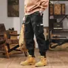 Calça de trabalho moderna estilo americano, peso pesado, para homens, outono/inverno, corte reto retrô, plus size, multi-bolsos, calça casual estilo jogger