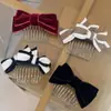 Flequillo de Lazo Peine Inverso para Niñas, Clip Superior Estilo Coreano y Japonés, Pinza de Borde Retro de Palacio de Gama Alta, Peine Herramienta de Peinado