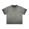 Camiseta de Manga Corta de Verano Nuevo Producto Teñida por Aspersión Lavada con Efecto Desgastado para Hombre 250g Marca de Moda Americana Camiseta Casual Retro para Hombre y Mujer