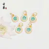 Colgante Redondo Antiguo de Esmalte Azul con Carácter de Fortuna, Colgante de Linterna de Fortuna con Goteo de Aceite Cloisonné Accesorios para Pulseras Collares DIY