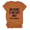 Mi Corazón Está en Ese Sitio Independiente de Deseos Estilo Europeo y Americano Camiseta Casual Simple de Manga Corta con Cuello Redondo para Mujer para Exportación