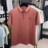 Camiseta de manga corta para hombre de verano con cuello camisero, fina y sedosa, Ropa para hombre con seda de morera, Camiseta de manga corta Business Casual para hombre, Transfronterizo