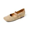 Zapatos Mary Jane de Tira Superficial para Mujer que Aumentan la Altura 5CM, Nuevo Estilo Francés 2026 Zapatos Casuales de Ante con Punta Cuadrada Suela Suave