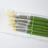 Conjunto de Pincéis Redondos Chatos de Cerdas de Porco para Gouache, Aquarela, Pintura a Óleo, Acrílico - Pacote com 6 Pincéis para Tinta a Óleo, Aquarela
