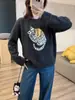 Suéter Perezoso de Gato Gris Claro Ajustado, Tejido de Punto Pulóver de Cuello Redondo Mezcla de Lana para Otoño e Invierno