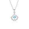 Collar de plata de ley S925 con moissanita inteligente, estilo falda pequeña, para mujer, moda nacional, lujo ligero, colgante en forma de abanico, cadena para la clavícula, joyería