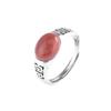 Anel de prata listrado oco retrô de arroz S925 Sterling Silver Hetian Jade Thai Silver Jewelry Women's Simple Finger Ring