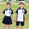 Roupas de jardim para creche verão estilo faculdade roupas de aula manga curta Roupa esportiva terno infantil uniforme de escola primária verão Novo