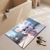 Felpudo de baño con diatomeas, absorbente, de secado rápido, con diseño de conejo de dibujos animados tridimensional transfronterizo