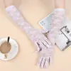 Ventas Directas de Fábrica Guantes de Encaje Transfronterizos Guantes de Encaje sin Dedos Estilo Largo Corto con Dedos Guantes de Novia de Verano Protección Solar