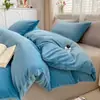 Juego de Cama de Cuatro Piezas de Vellón de Leche Doble Cara Otoño/Invierno Juego de Sábanas Gruesas de Vellón Fino Juego de Tres Piezas de Franela para Dormitorio de Estudiantes