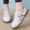 Zapatos Blancos de Malla Cruzada para Mujer de Talla Grande Versátiles Moda Deportivos para Mujer Suela Plana de Jalea Zapatos Casuales Tenis