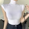 Exportación Transfronteriza Estilo Coreano Camiseta de Cuello Alto Sexy Puro Deseo Sin Mangas Elástica Versátil Camiseta sin Mangas Chica Popular Ajustada Nuevo Estilo