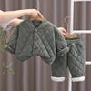 Traje Quente de Inverno para Bebê 2025 Roupas Infantis para Meninos e Meninas, Roupas de Casa Estilosas com Forro de Fleece e Espessadas, Conjunto de Duas Peças para Usar por Cima