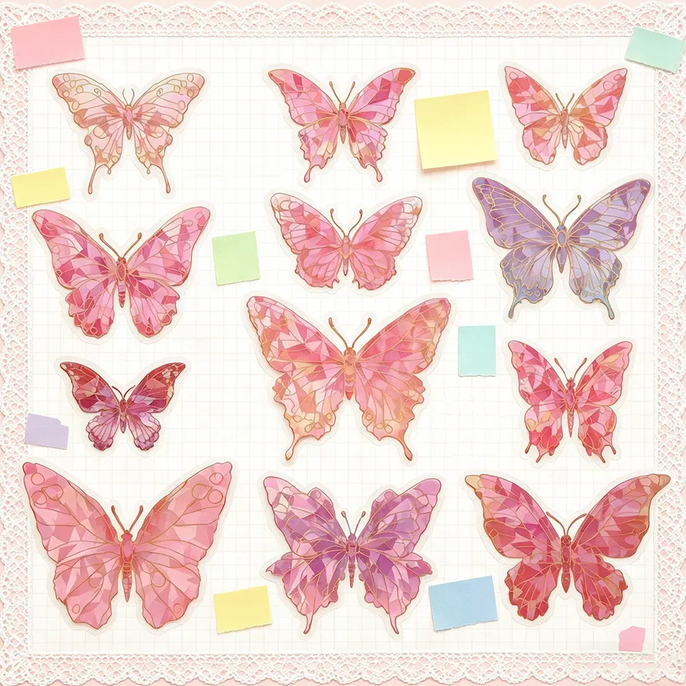 粉色蝴蝶贴手账效果图