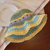 Sombrero de Paja Hueco Arcoíris Dopamina de Verano para Mujer Protector Solar Sombra Mostrando la Cara Sombrero de Pescador Pequeño Sombrero Grande Sombrero de Cubo de Paja