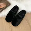 Zapatos peludos de felpa de doble propósito para exterior e interior para mujer, estilo mula, forro polar, sin cordones, 2026, zapatos de algodón de punta cerrada, pantuflas cálidas de otoño e invierno para el hogar
