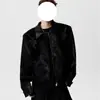 Cleanfit Jaqueta com Espinha de Cobra e Contas Masculina Primavera High Street Americana Curta Única Patchwork Estampa de Cobra