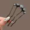 Grampo de Cabelo em U Presilha de Cabelo com Pérola Ferramenta de Fixação de Coque Pente de Cabelo Pente de Quatro Dentes Grampo de Cabelo Acessório de Cabelo para Mulheres