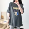 Conjunto de blusa de manga curta de verão para gestantes, versão longa coreana de roupas de maternidade soltas, moda, camiseta de algodão para mães estilosas
