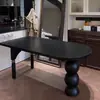 Mesa de isla de madera maciza estilo medieval, mesa de comedor, mesa de exhibición para casa de huéspedes y cafetería, mesa de comedor ovalada retro francesa para sala de estar del hogar