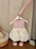 Conjunto de Falda para Niña Primavera y Otoño, Vestido Elegante para Bebé, Conjunto de Dos Piezas con Cárdigan Tejido, Atuendo de Salida para Bebé Estilo Coreano