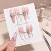 Uñas Portátiles Hechas a Mano, Gradiente Rosa Nude Estilo Francés, con Perlas y Pedrería, Suaves, Iluminadoras, Largas, Uso Diario, Puntas de Uñas Desmontables