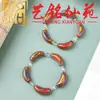 Pulsera de Madera de Marañón Arcoíris, Diseño Artístico, Nuevo Estilo Chino, Unisex, Tubo Curvado de Madera, Pulsera de Estilo Retro
