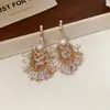 Pendientes Largos con Borla de Flor de Zirconia con un Toque de Lujo Ligero y de Alta Gama, Pendientes de Artesanía Pesada Estilo Bosque, Modernos y de Diseño Único