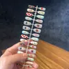 Cherry Kitty Uñas Portátiles Hechas a Mano de 30 Piezas con Cuentas de Vidrio y Diseño Ojo de Gato, Nuevas Piezas de Uñas Portátiles Pre-Hechas