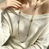Collar Gargantilla Serie Rocío de Té Piedra Ojo de Tigre Extra Largo, Cadena para Clavícula de Personalidad en Capas de Moda de Gama Alta de Nicho