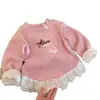 Mono de una pieza de forro polar grueso, versátil y colorido de koala para niños en invierno, con encaje, lana y seda, camiseta interior térmica para niñas