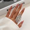 Anillo Abierto Asimétrico Entrelazado Transfronterizo Europeo y Americano con Perla de Imitación, Exagerado Estilo Ins, Metal con Pliegues en Forma de Hoja para Mujer