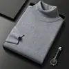 Suéter de Gola Alta de Inverno Masculino Suéter Engrossado Cor Sólida Suéter Quente Jovem e de Meia-idade Base Grossa de Lã Roupa Masculina