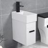 Gabinete de Lavabo Pequeño para Colgar en Pared Vertical Gabinete de Piso de Madera Maciza Gabinete Estrecho para Lavadora de Baño Gabinete Lateral Ultra Estrecho Lavabo Cerámico para Colgar