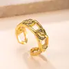 Joias Transfronteiriças de Aço Titânio com Design Moderno, Anel Banhado a Ouro 18K, Corrente Fundida com Cravação de Diamante, Anel de Aço Inoxidável