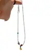 Colar com Pingente de Pato Amarelo Pequeno com Contas Verde Fresco Estilo Coreano Fofo Feminino Versátil Design Sense Acessórios de Corrente para Clavícula