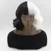 Fábrica em estoque Europeu e Americano Preto e Branco Bruxa Kuila COS Peruca Cruella Europeu e Americano Peruca Feminina Seda de Alta Temperatura Touca