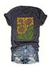 Amazon Europeu e Americano verão feminino girassol padrão impressão em torno do pescoço manga curta moda casual comércio exterior explosão T-shirt