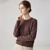 Suéter 100% caxemira pura para mulheres, gola redonda, suéter de tricô floral grosso, camisa base de caxemira solta casual