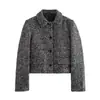 Casaco Estilo Chanel com Lapela de Botão Único com Padrão de Lantejoulas Outono Novo Estilo Versátil Solto Casual para Mulheres