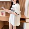 Playera de Manga Corta de Estilo Holgado y Perezoso de Talla Grande para Mujer Verano 2025 Nuevo Diseño Nicho Estampado de Oso de Dibujos Animados Top