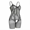 Pensamentos Noturnos e Tentação Noturna Suspensório Meia-Calça Sexy Feminino Peça Única de Renda com Abertura no Cavalo Roupa de Rede 068