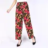 Calça da Mamãe Verão Seda Gelada Nove Pontos Floral Atacado Fina Cintura Alta Casual Solta Moda Calça Feminina para Meia-Idade e Idosos Transfronteiriço