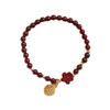 Pequeña flor roja cuerda roja Pulsera Lucky Brand DIY para mujer 4 mm Granate cuerda de mano joyería círculo único regalo pequeño fresco
