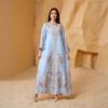 Bata para Mujer Zd011Ins con Estampado de Perlas, Estilo Abaya de Cuello Redondo con Pedrería